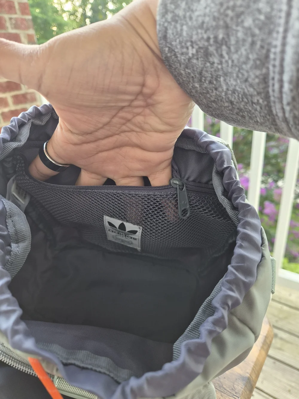 adidas Sage Green Bag with Orange Accent